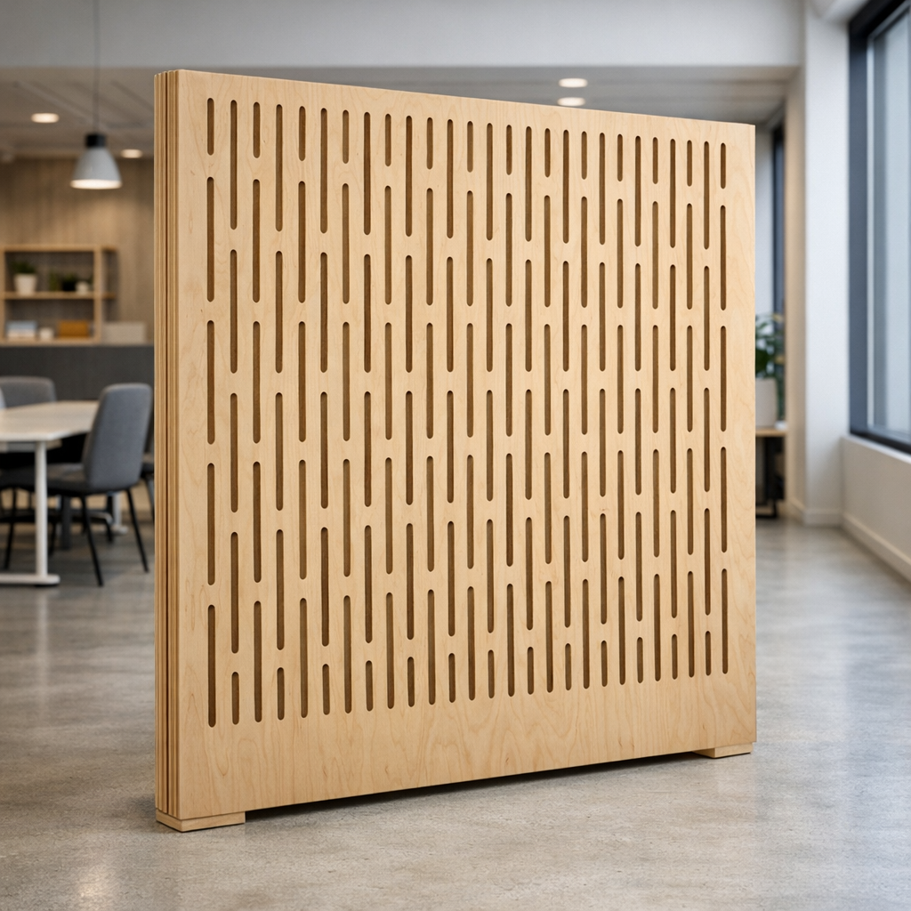 Sisätilojen väliseinien valmistus vanerisella open-space -väliseinällä