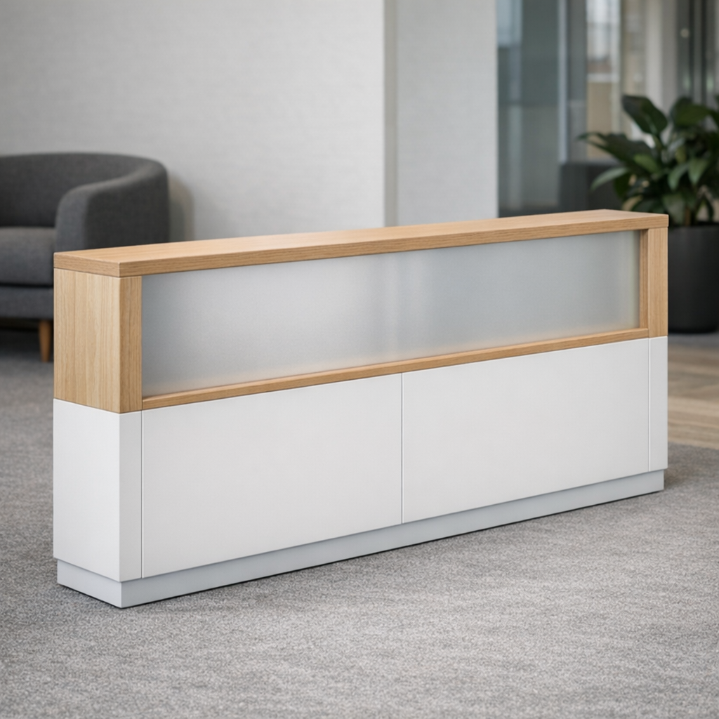 Sisätilojen väliseinien valmistus matalasta väliseinästä odotusalueella