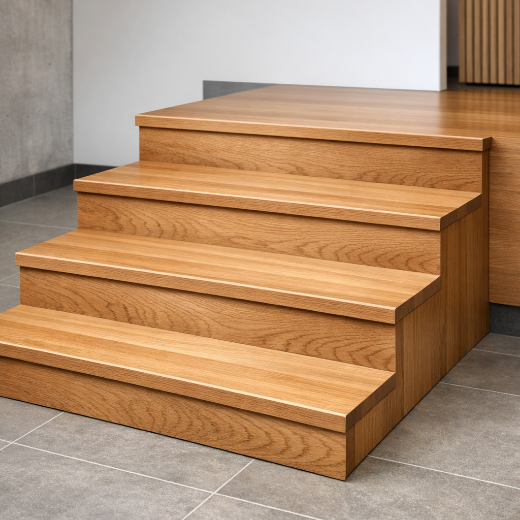 Portaiden osien valmistus puuverhouksena kaupallisessa tilassa