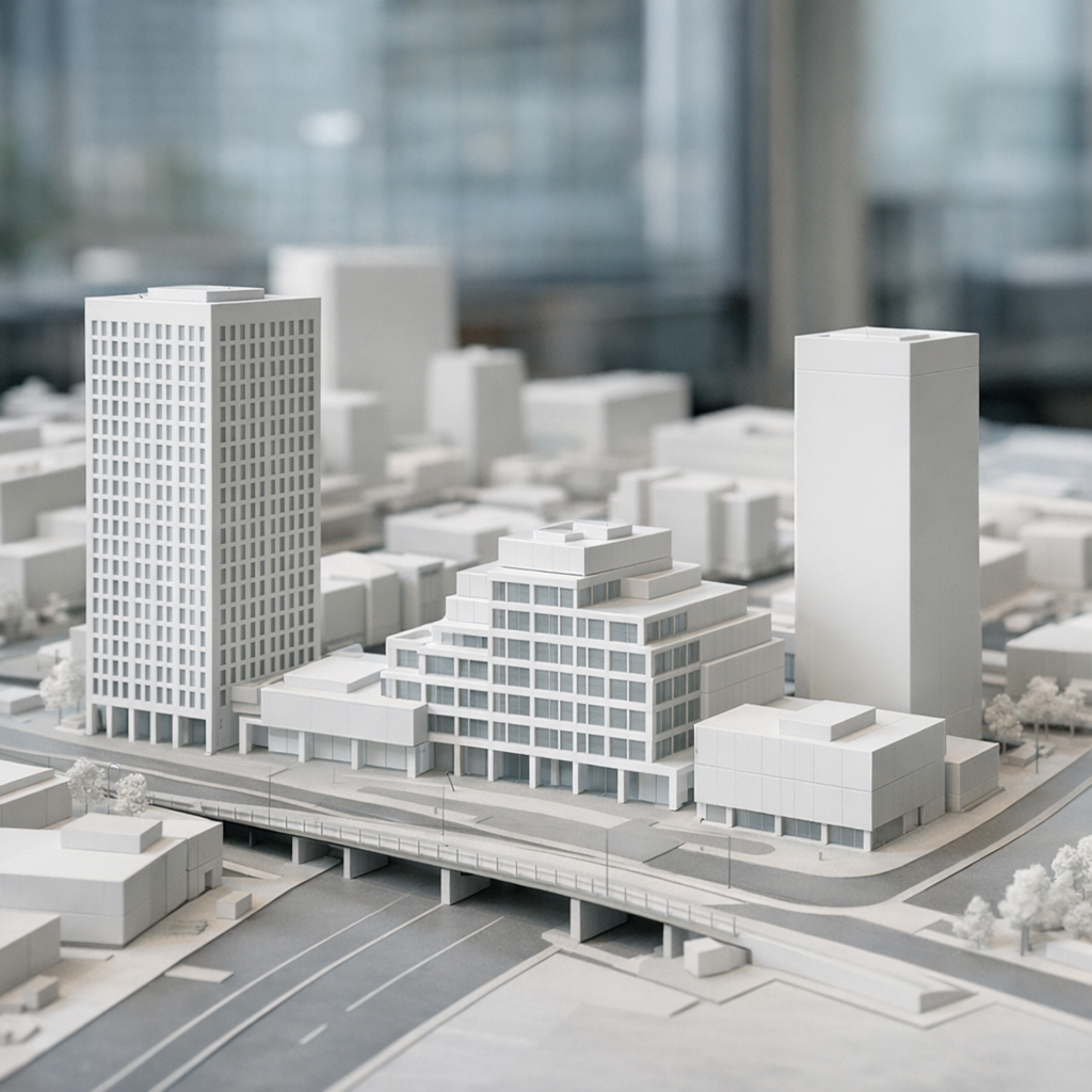 Arkkitehtuurimallien valmistus muovinen kaupunkimalli