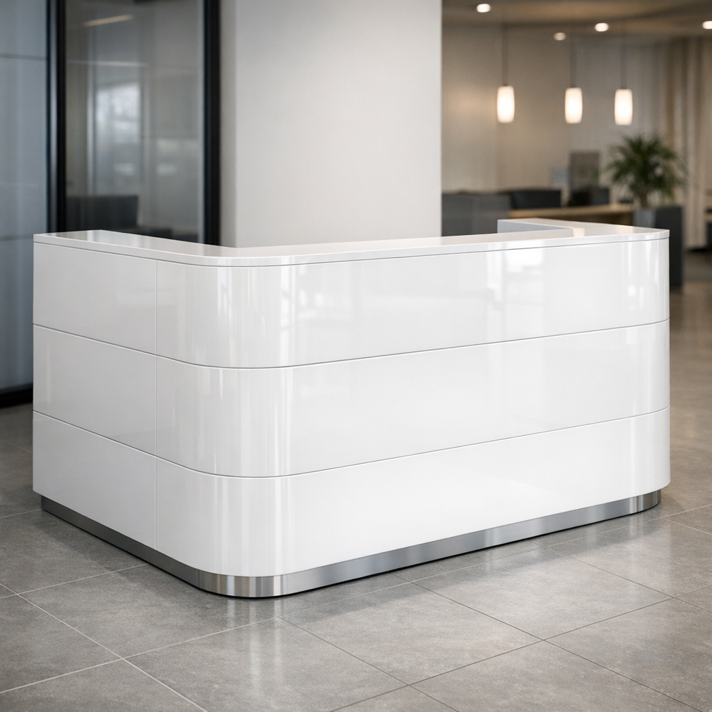 Reseptiorakenteiden valmistus akryylipaneeleille showroom-tilassa