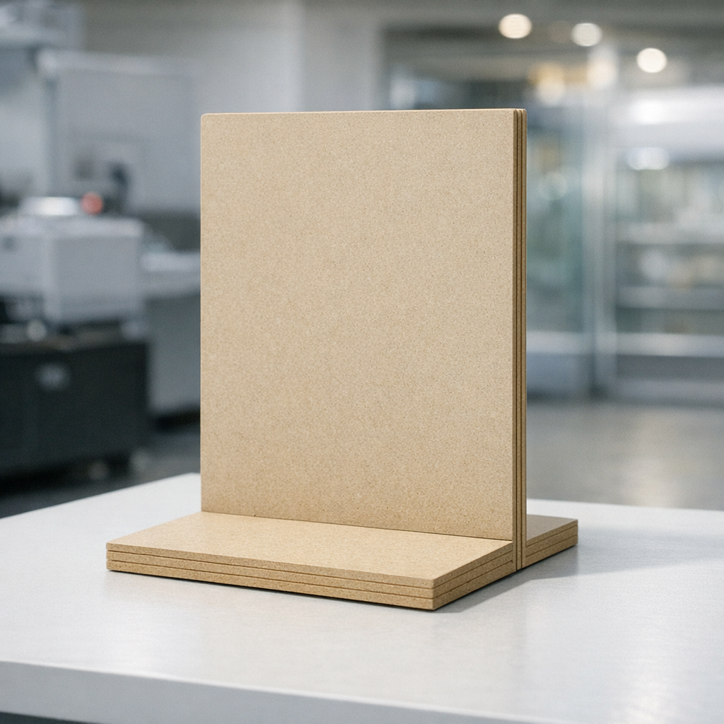 POS-elementtien valmistus MDF-materiaalista messuosaston pöytädisplaylle