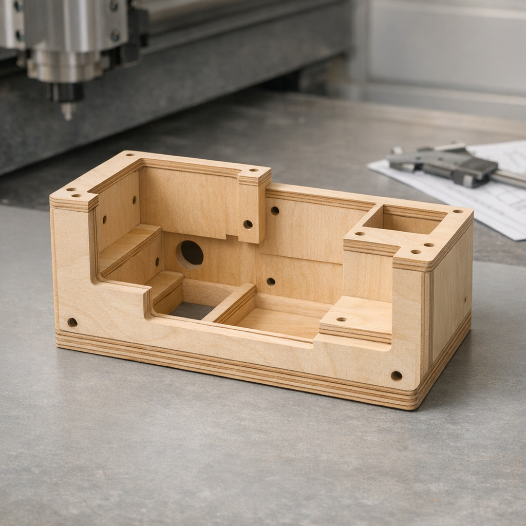 Vanerinen prototyyppi työpöydällä, CNC-prototyyppien valmistus