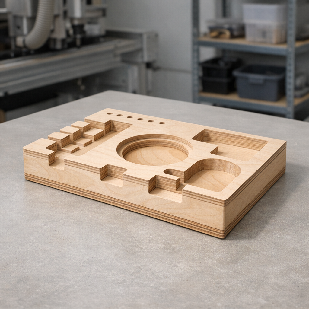 Vanerinen testielementti R&D-tilassa testikomponenttien valmistus -käytössä