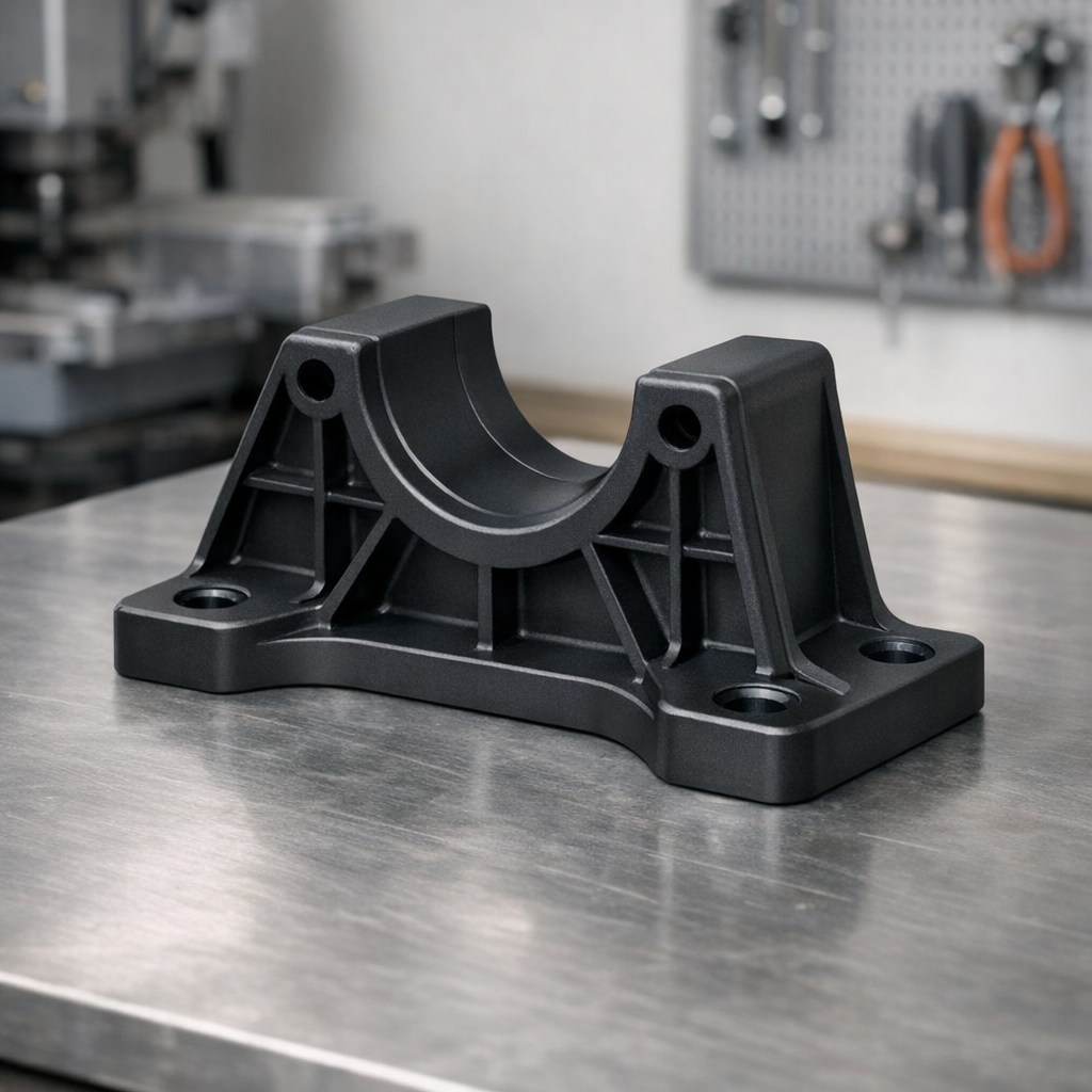 Muovinen kiinnike asennusalueella, kiinnikkeiden ja kannakkeiden valmistus CNC