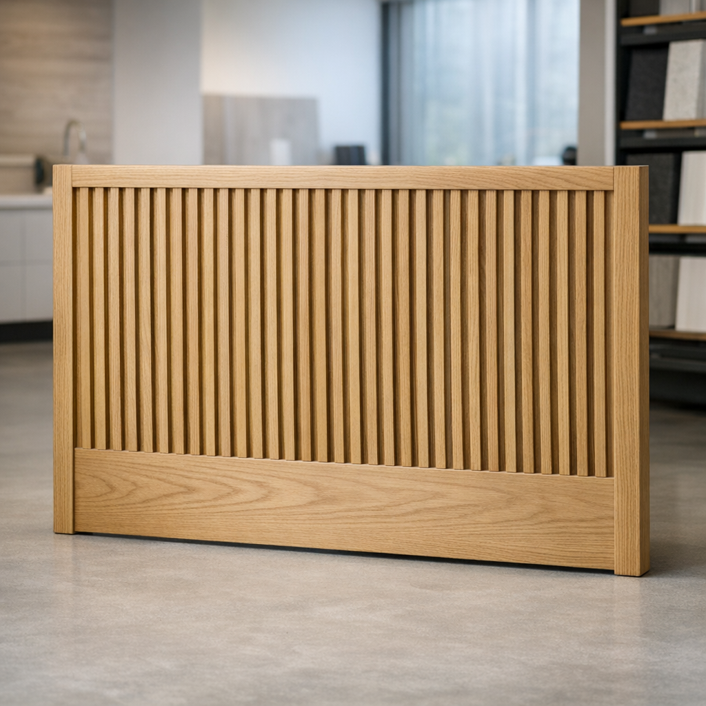 Puinen CNC-sängynpäädyt showroom-ympäristössä