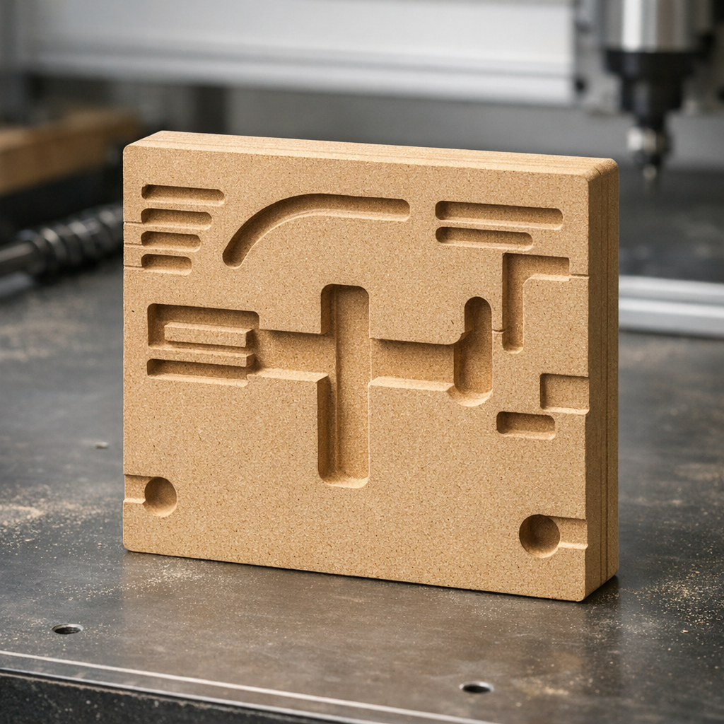 Vanerilevyssä näkyvä LED-urien jyrsintä lineaarisella geometrialla