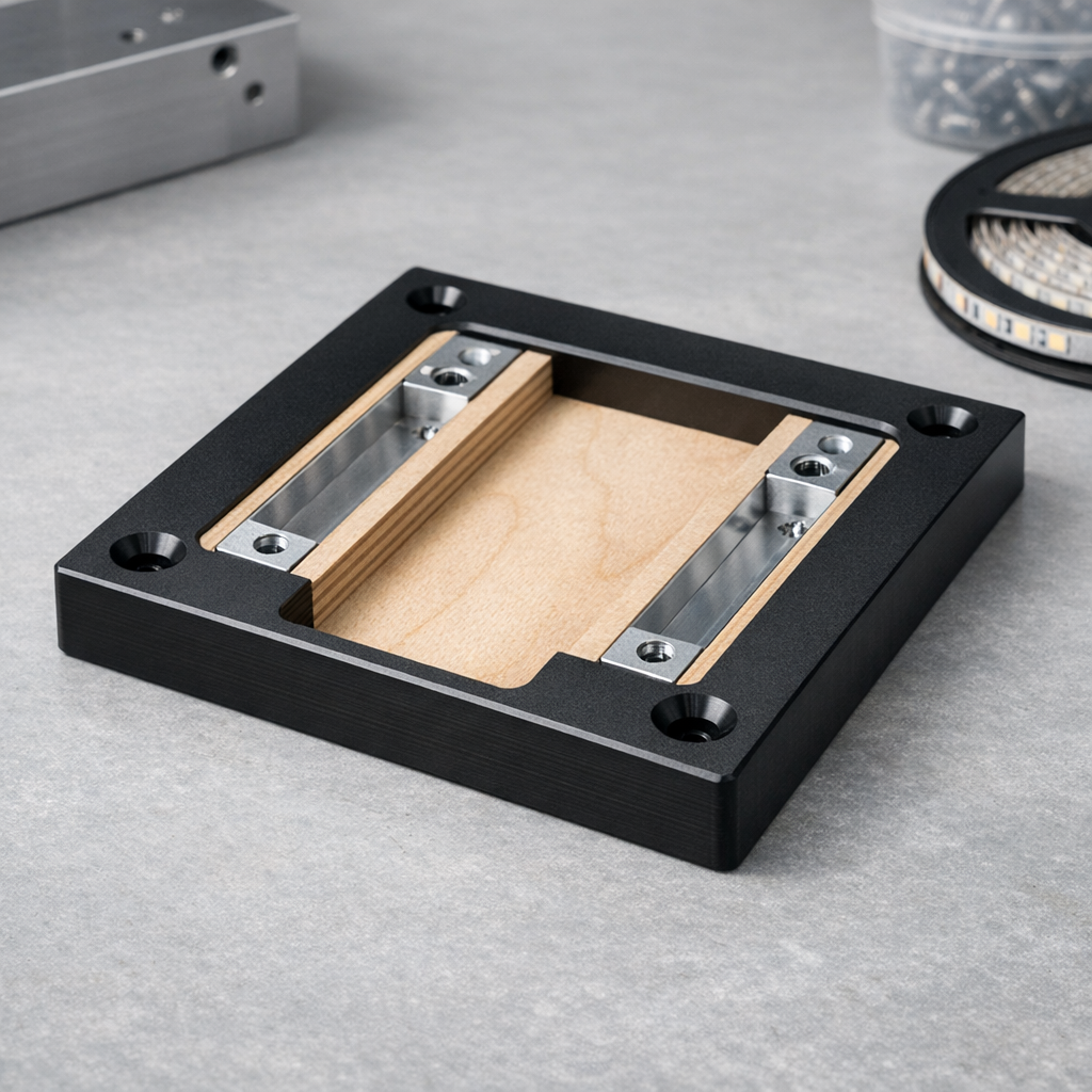 Useita osia, joissa LED-urien jyrsintä samassa geometrisessa linjassa