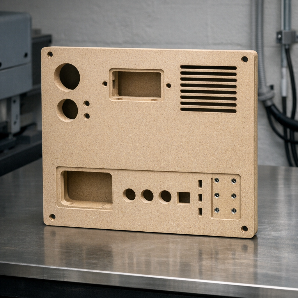 Vanerinen asennuspaneeli työmaalla osana asennuspaneelien valmistus -ratkaisua