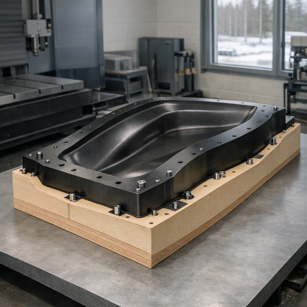 Komposiittimuotti esittelytilanteessa valu- ja muottimallien valmistus -palvelussa