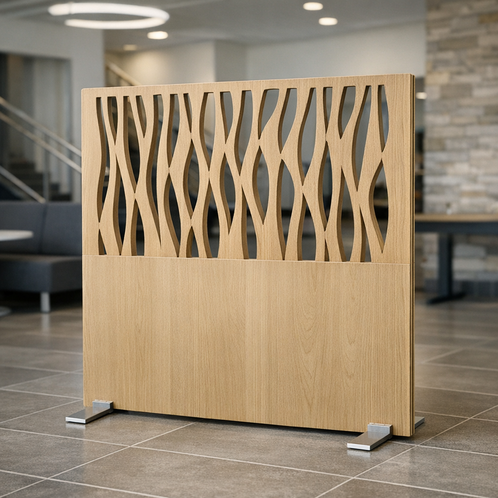 Rakennusväliseinien CNC-valmistus vaneripaneelille toimistossa