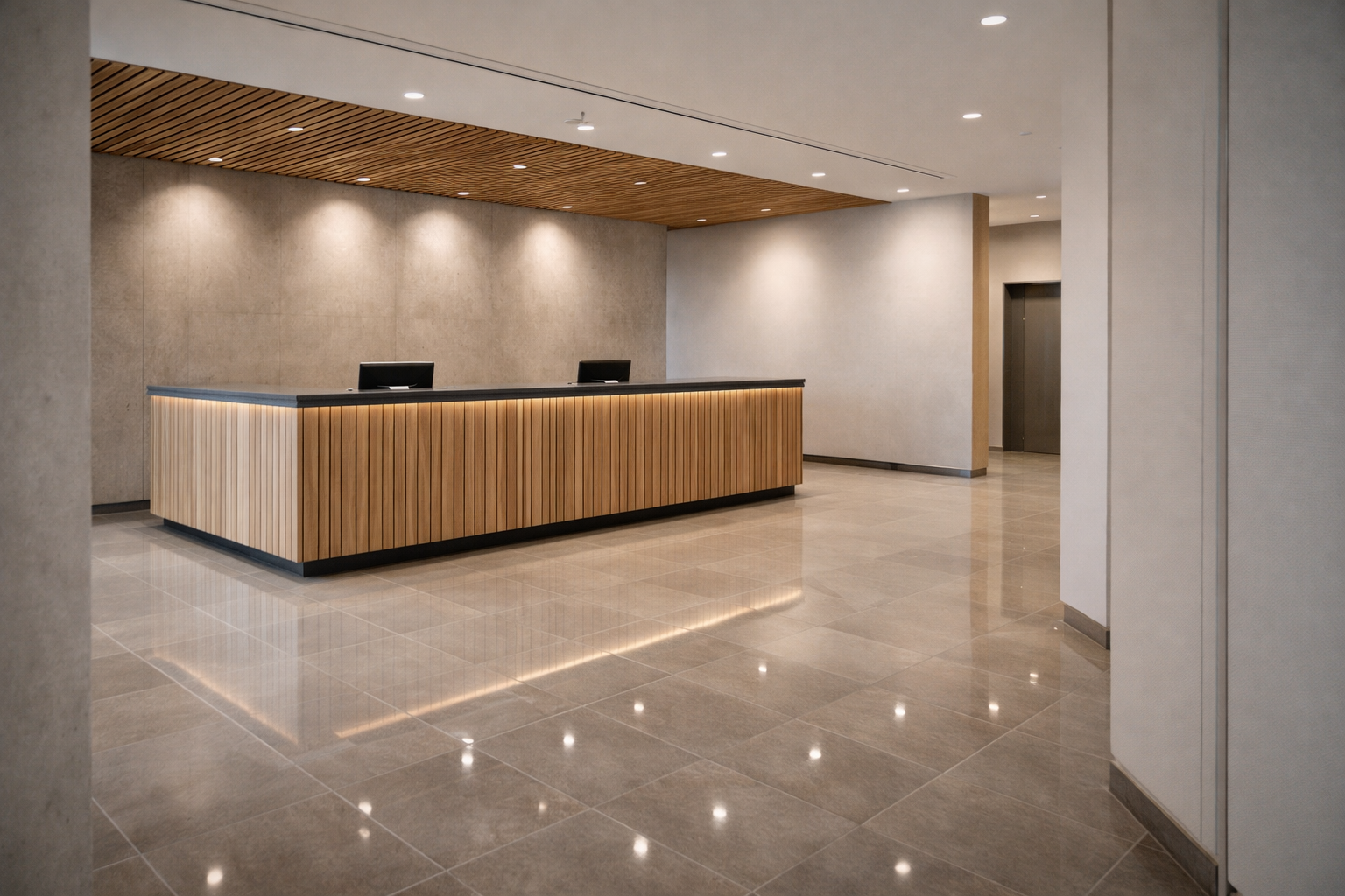 Reseptiorakenteiden valmistus valmiiksi asennetussa yritysaulassa