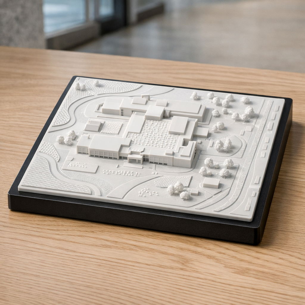 Taktiilikarttojen valmistus, muovinen kohokartta julkisessa rakennuksessa