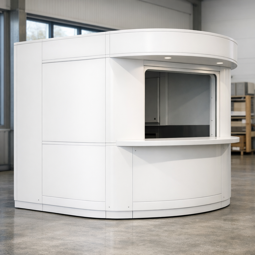 Interaktiivisten kioskien runkojen valmistus muovipaneeleille sisätilassa